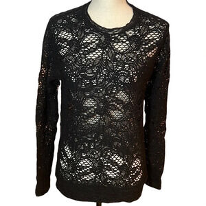 IRO Black Crochet Lacy Pullover Top Sz-36/S